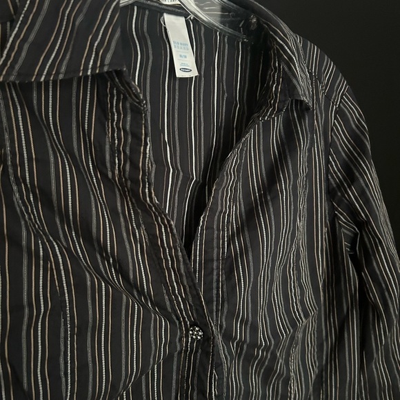 Y2K Old Navy Black Top with Pinstripes M - Picture 11 of 16